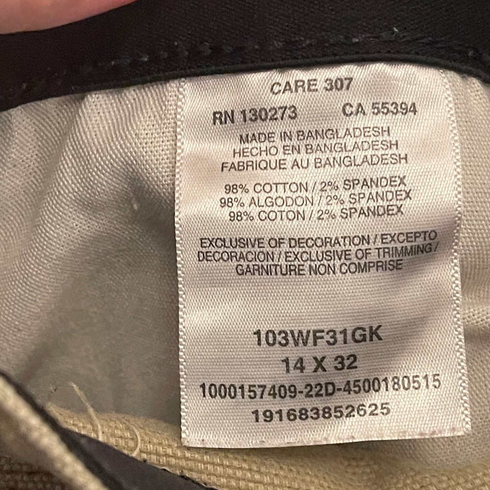 Wrangler Riggs Workwear 14X31 Tan Canvas Carpenter Pants Reinforced Knee - Picture 8 of 10